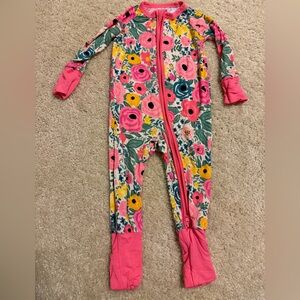 Little Sleepies Floral Footie - Pink, Yellow, and Green